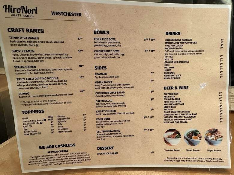 HiroNori Craft Ramen - Los Angeles, CA menu_pic