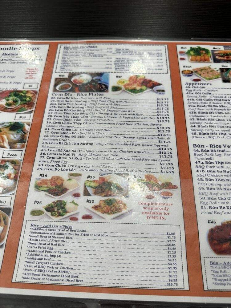 Pho Ha Vietnamese Restaurant - Redlands, CA menu_pic