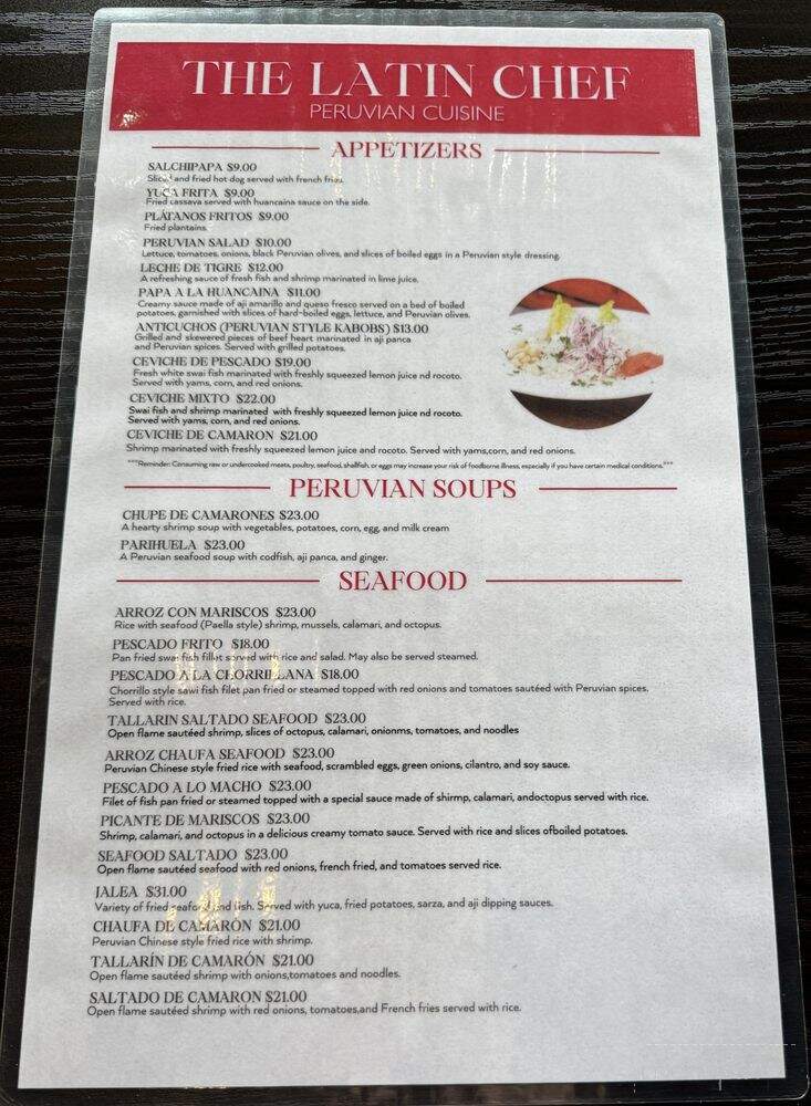 Latin Chef Peruvian Cuisine - Oceanside, CA menu_pic