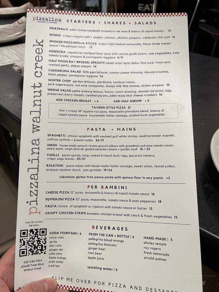 Pizzalina - Walnut Creek, CA menu_pic