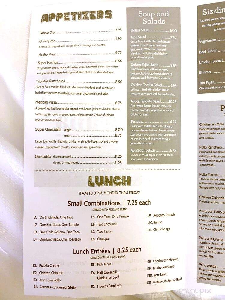 Casa Mexicana - Avoca, IA menu_pic