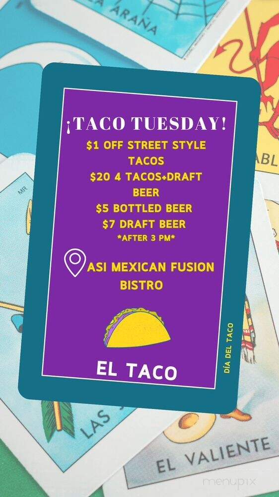 Asi Mexican Fusion Bistro - San Jose, CA menu_pic