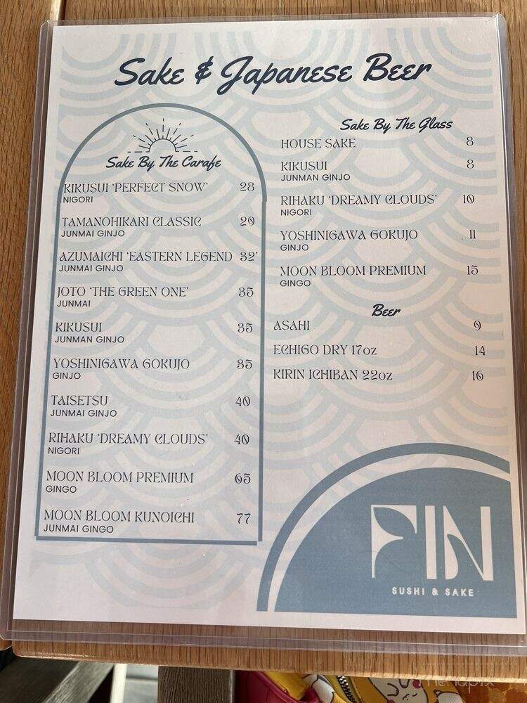 FIN Sushi & Sake - Laguna Beach, CA menu_pic