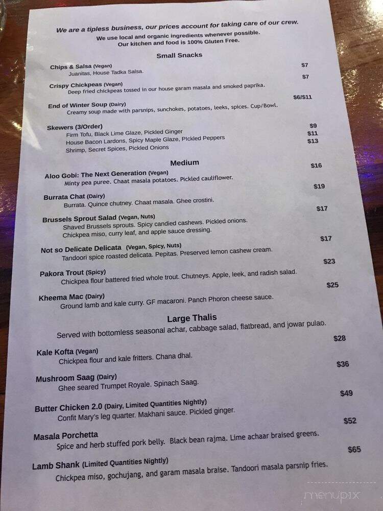 Masala Lab - Portland, OR menu_pic