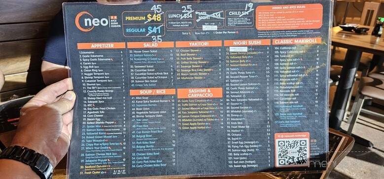 Neo AYCE Sushi & Izakaya - Los Angeles, CA menu_pic