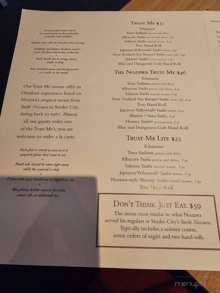 Sugarfish - Corona del Mar, CA menu_pic