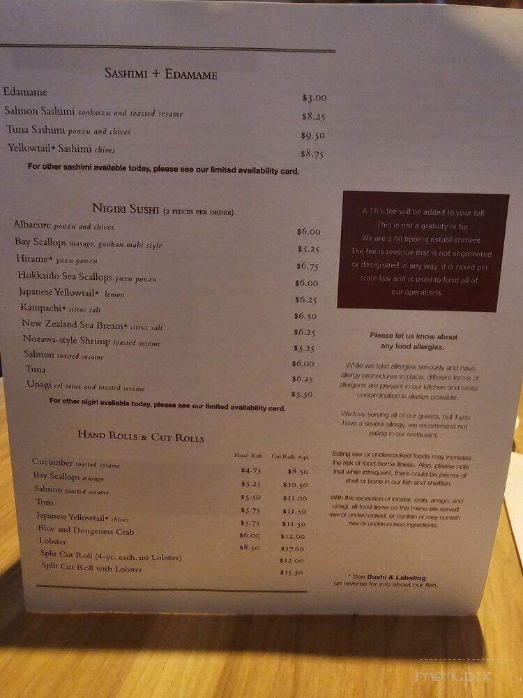 Sugarfish - Corona del Mar, CA menu_pic