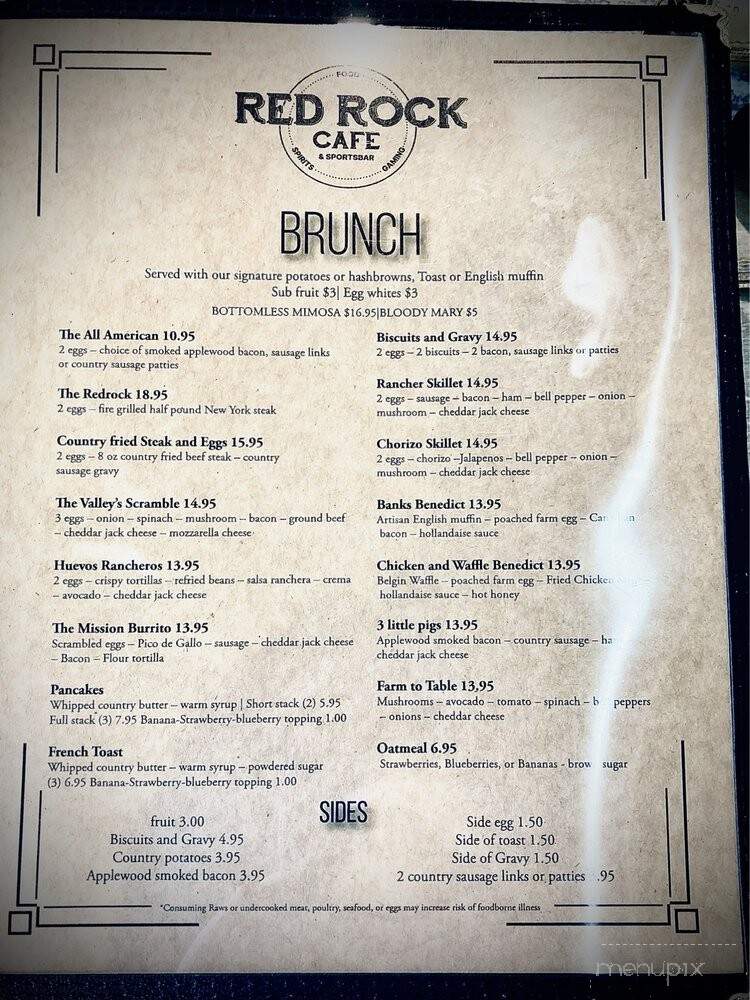 Red Rock Cafe and Sports Bar - Reno, NV menu_pic