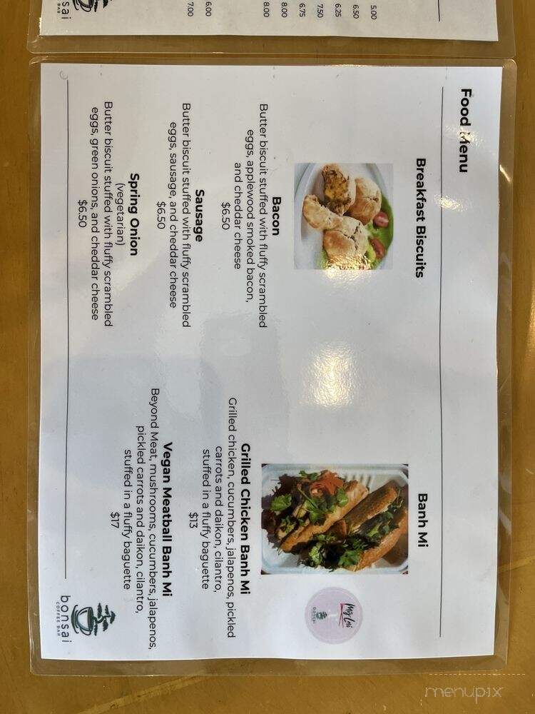 Bonsai Coffee Bar - Los Angeles, CA menu_pic