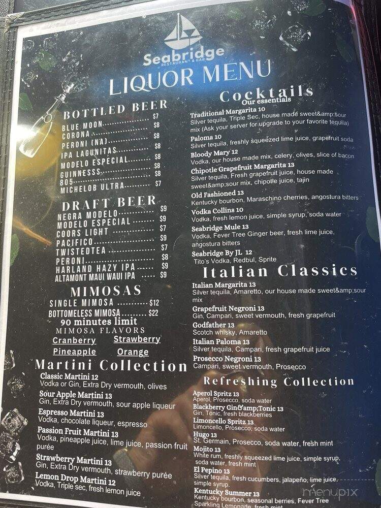 Seabridge Restaurant & Bar - Oxnard, CA menu_pic