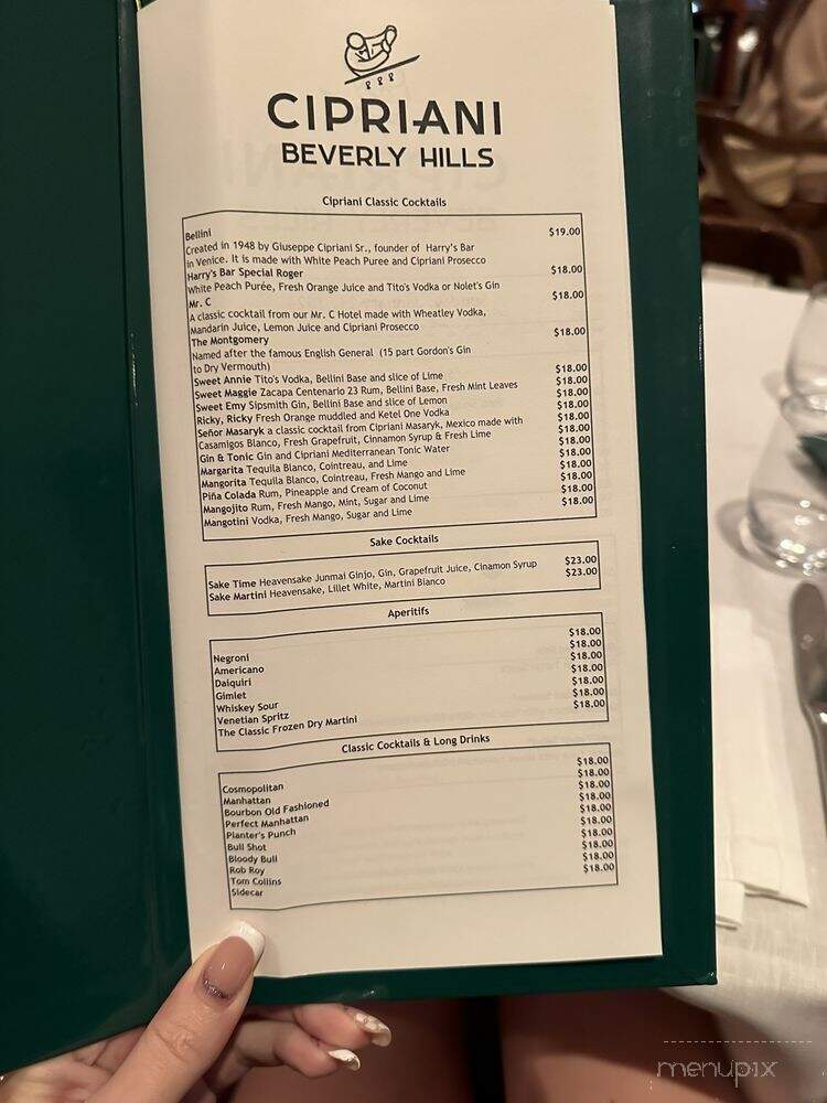 Cipriani - Beverly Hills, CA menu_pic