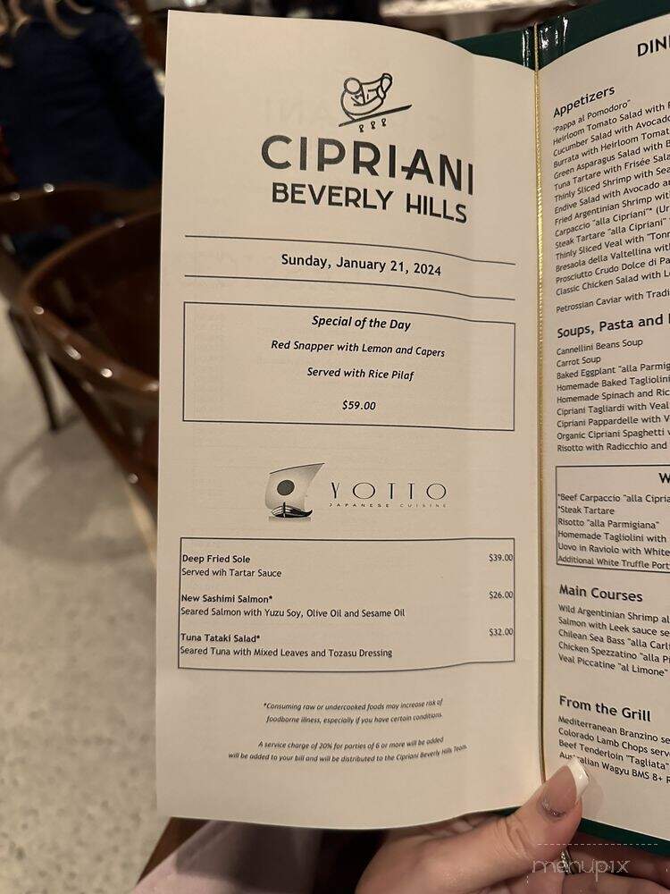 Cipriani - Beverly Hills, CA menu_pic