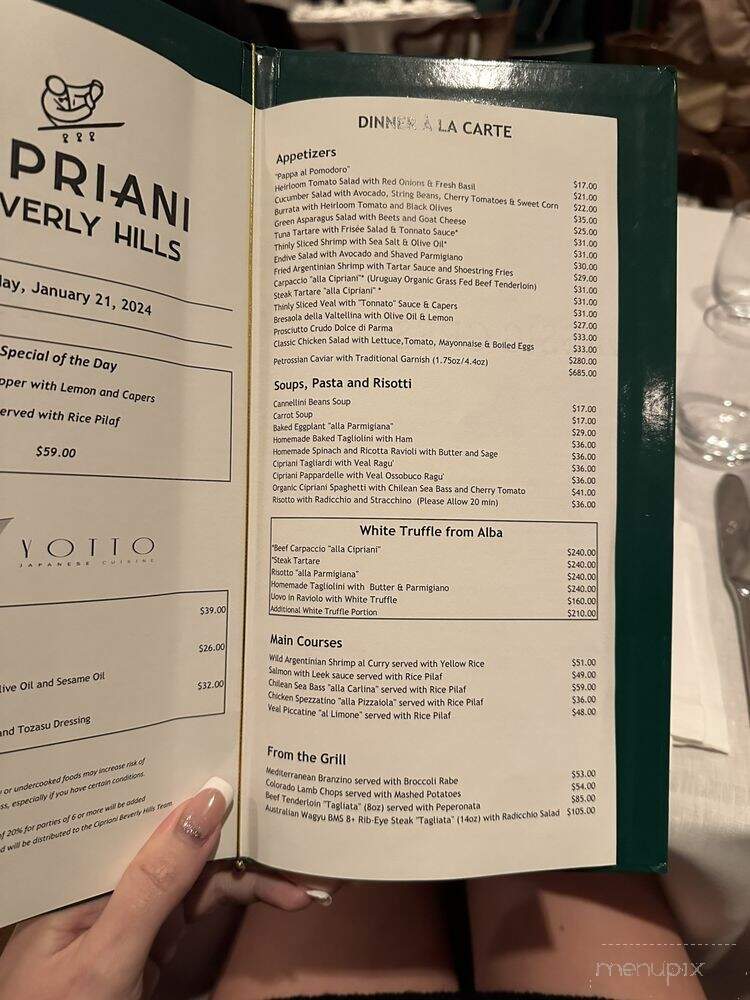 Cipriani - Beverly Hills, CA menu_pic