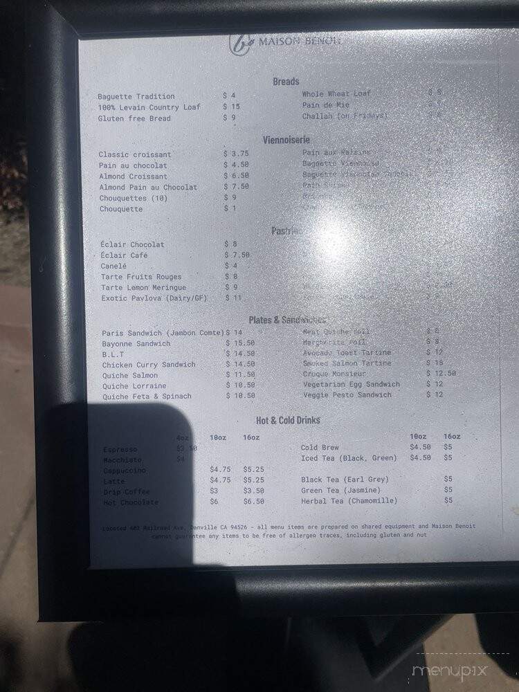 Maison Benoit - Danville, CA menu_pic