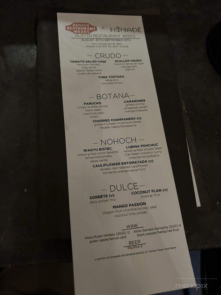 Nomade - Austin, TX menu_pic