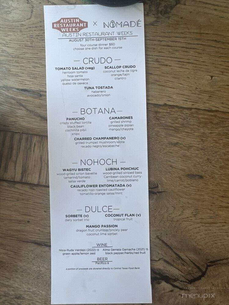 Nomade - Austin, TX menu_pic