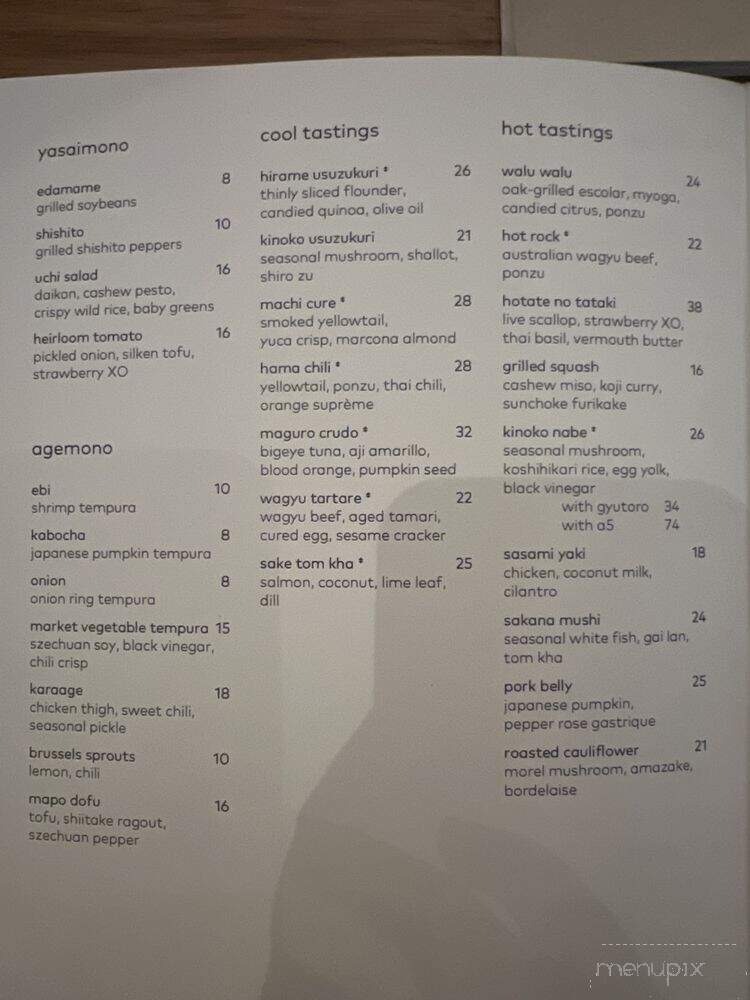 Uchi - West Hollywood, CA menu_pic