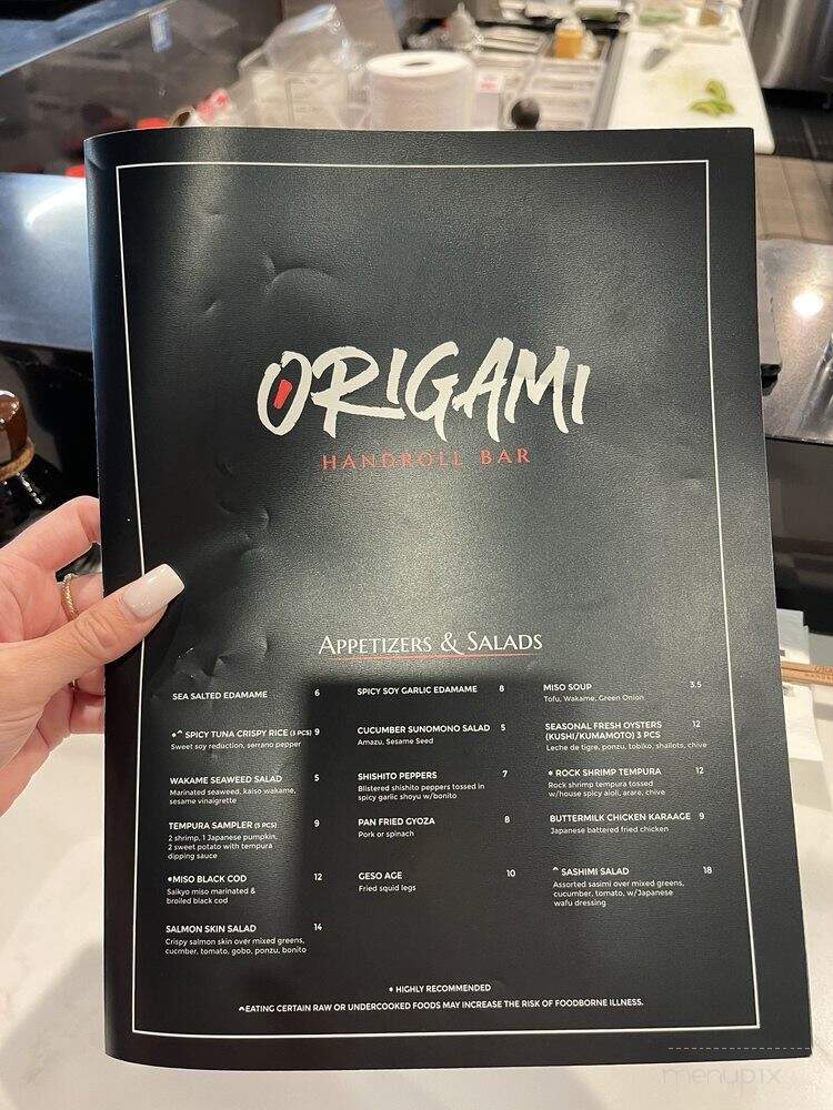 Origami Handroll Bar - Brea, CA menu_pic