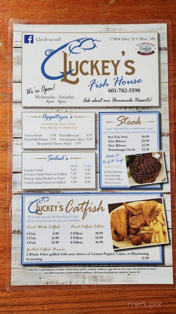 Luckey's Fish House - Mize, MS menu_pic