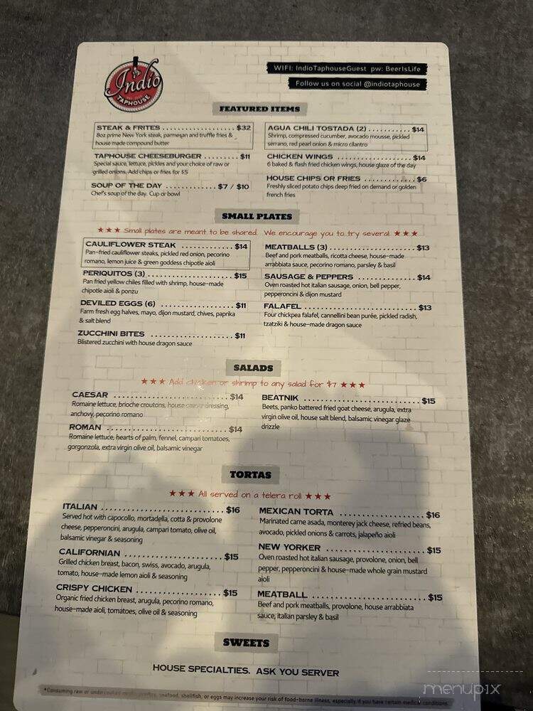 Indio Taphouse - Indio, CA menu_pic
