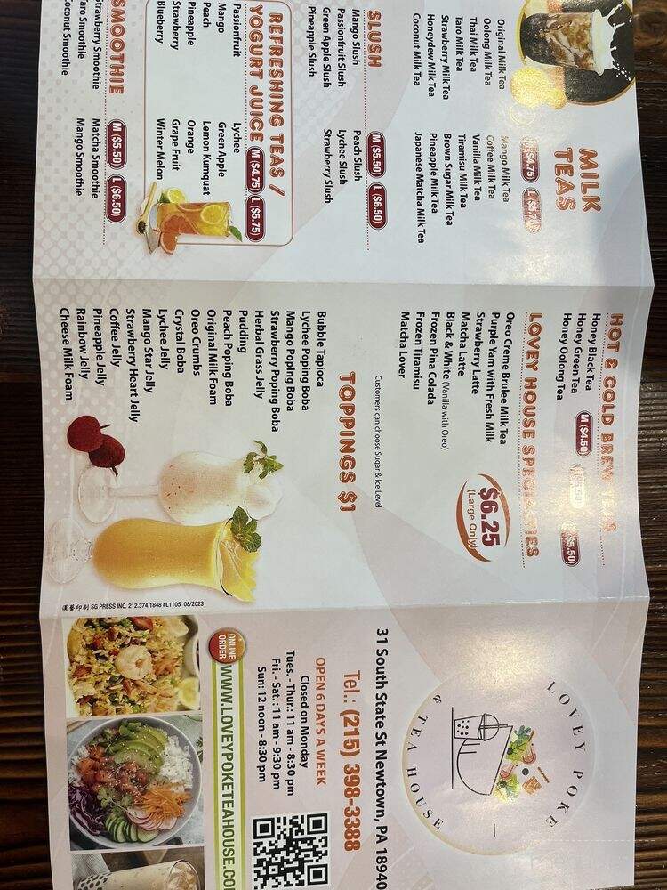 Lovey Poke & Tea House - Newtown, PA menu_pic