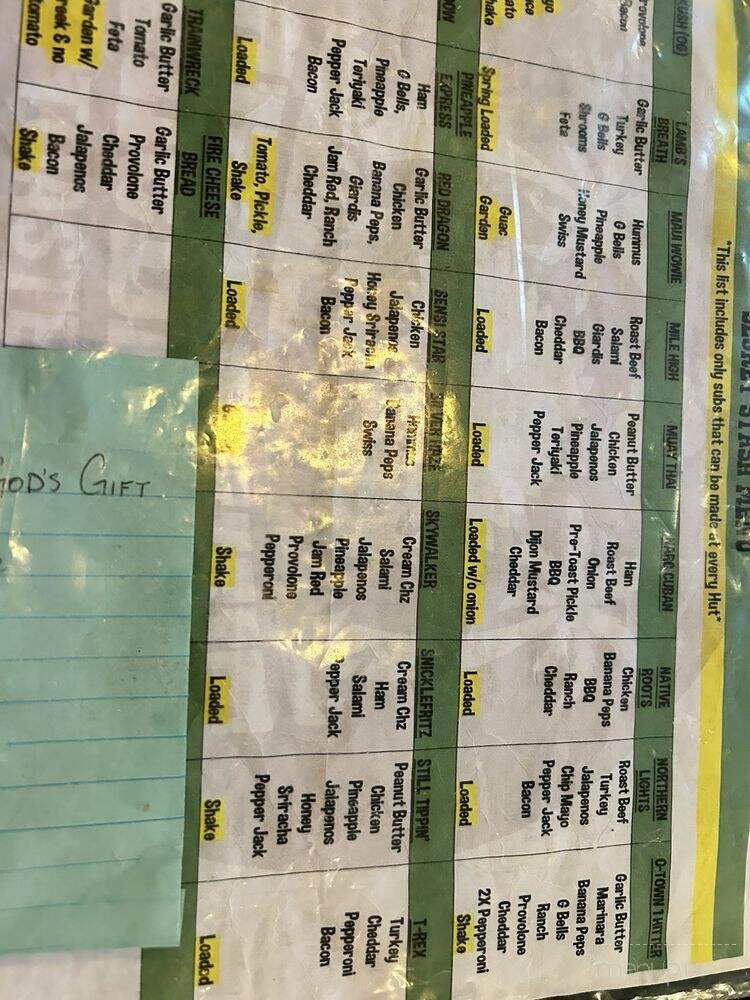 Cheba Hut Toasted Subs - El Paso, TX menu_pic