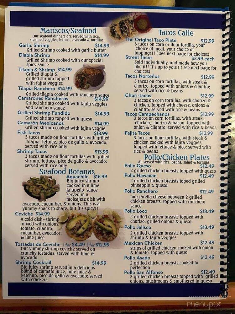 Carlos's Cantina & Grill - Paragould, AR menu_pic