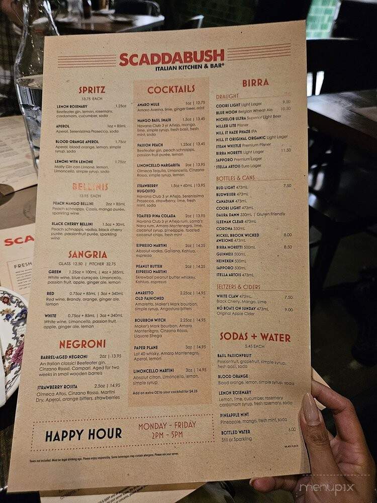 Scaddabush - Whitby, ON menu_pic