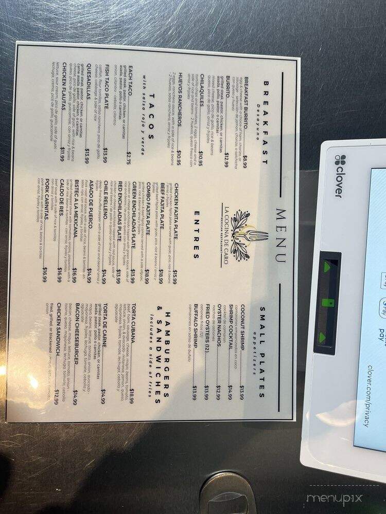 La Cocina De Caro - Lillian, TX menu_pic