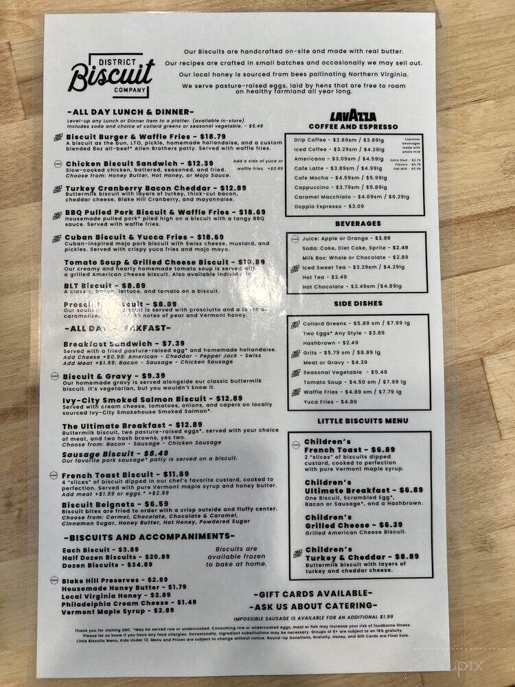 District Biscuit Company - Alexandria, VA menu_pic