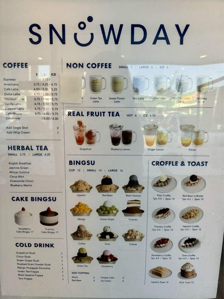Snowday - Thornhill, ON menu_pic