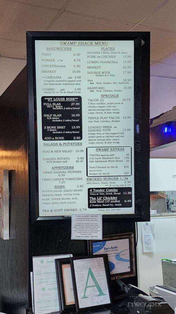 Swamp Shack BBQ - Ellisville, MS menu_pic