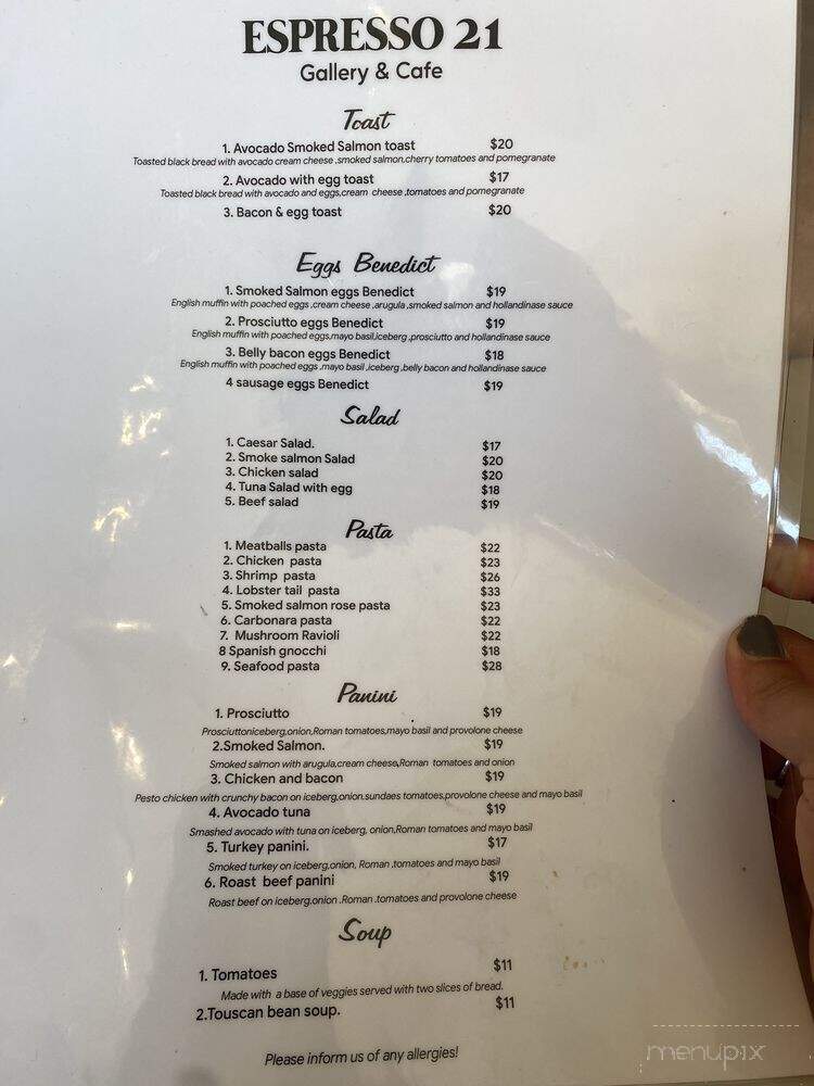 Espresso 21 - Toronto, ON menu_pic