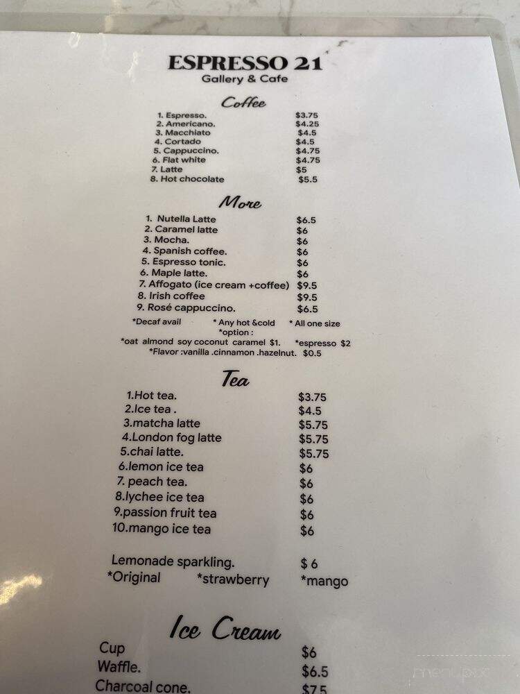 Espresso 21 - Toronto, ON menu_pic