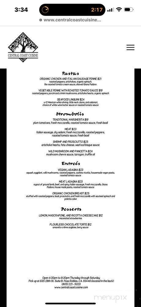 Paso Backdoor Cucina - Paso Robles, CA menu_pic