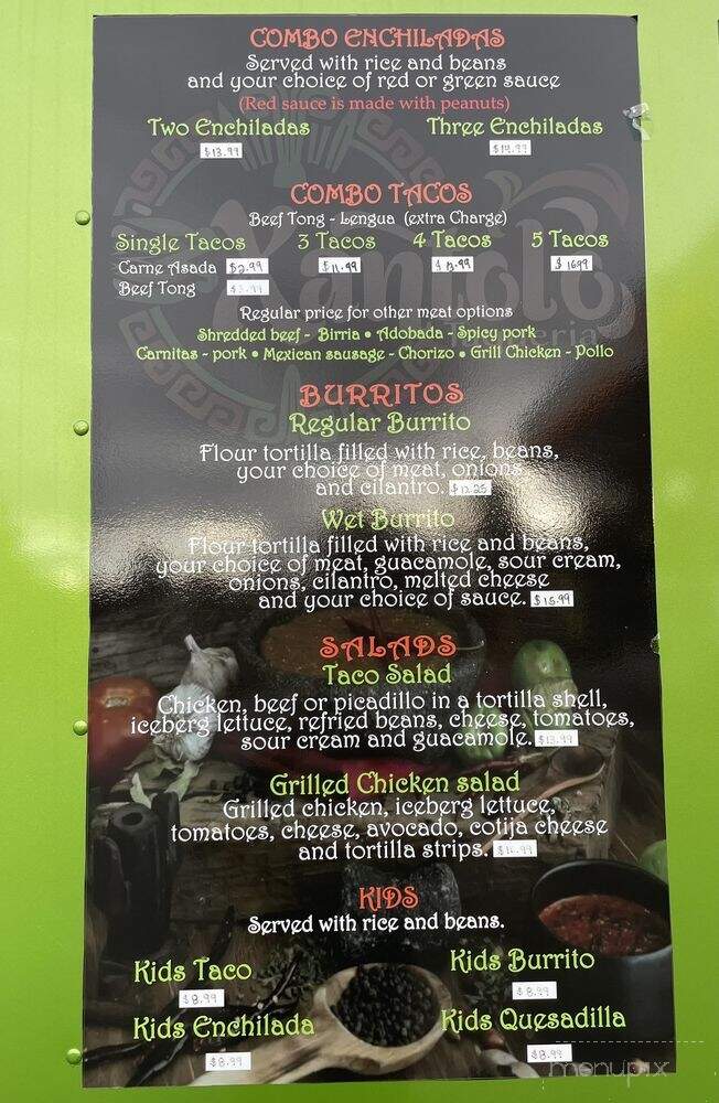 Xantolo Taqueria - University Place, WA menu_pic