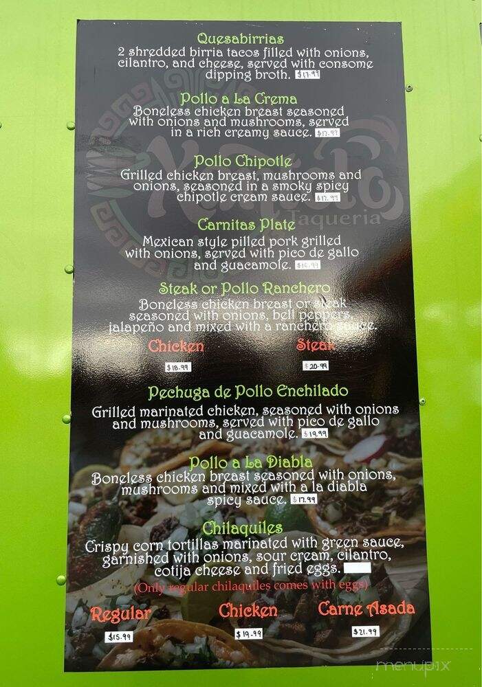 Xantolo Taqueria - University Place, WA menu_pic