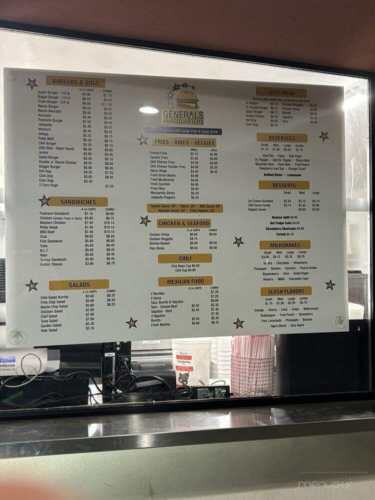 Generals Headquarters - Wasco, CA menu_pic