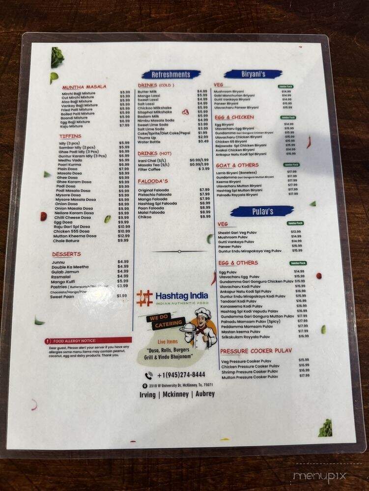 Hashtag India - Irving, TX menu_pic