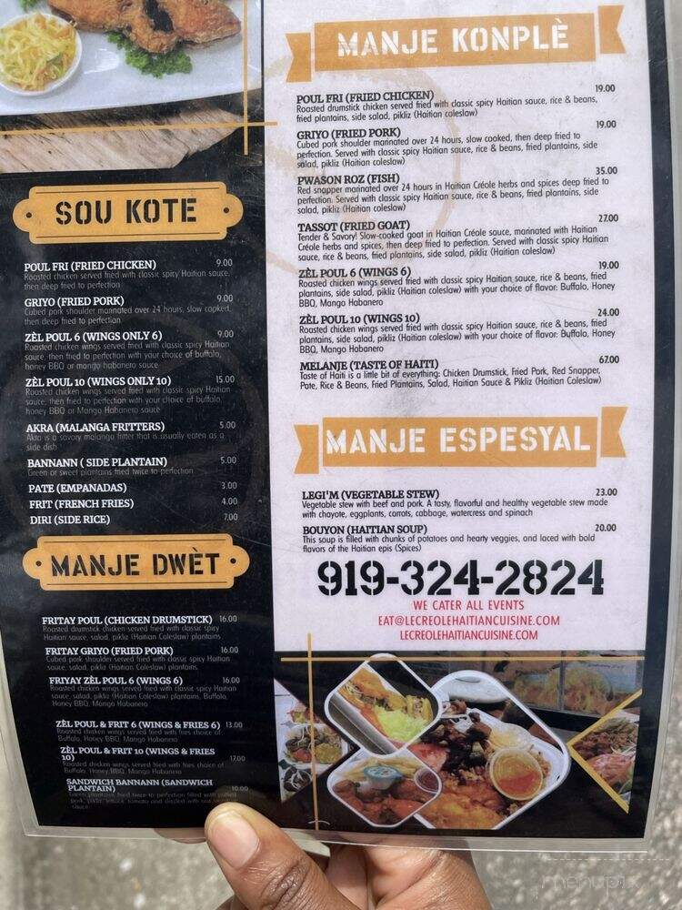Le Creole Haitian Cuisine - Raleigh, NC menu_pic