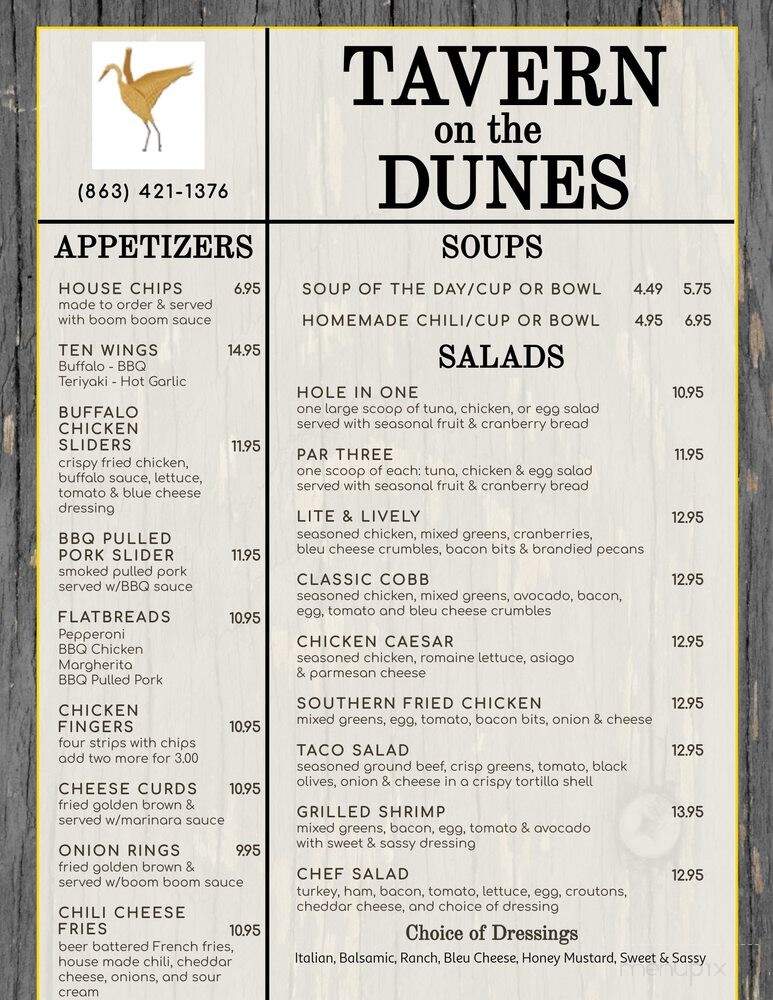 Tavern on the Dunes - Haines City, FL menu_pic