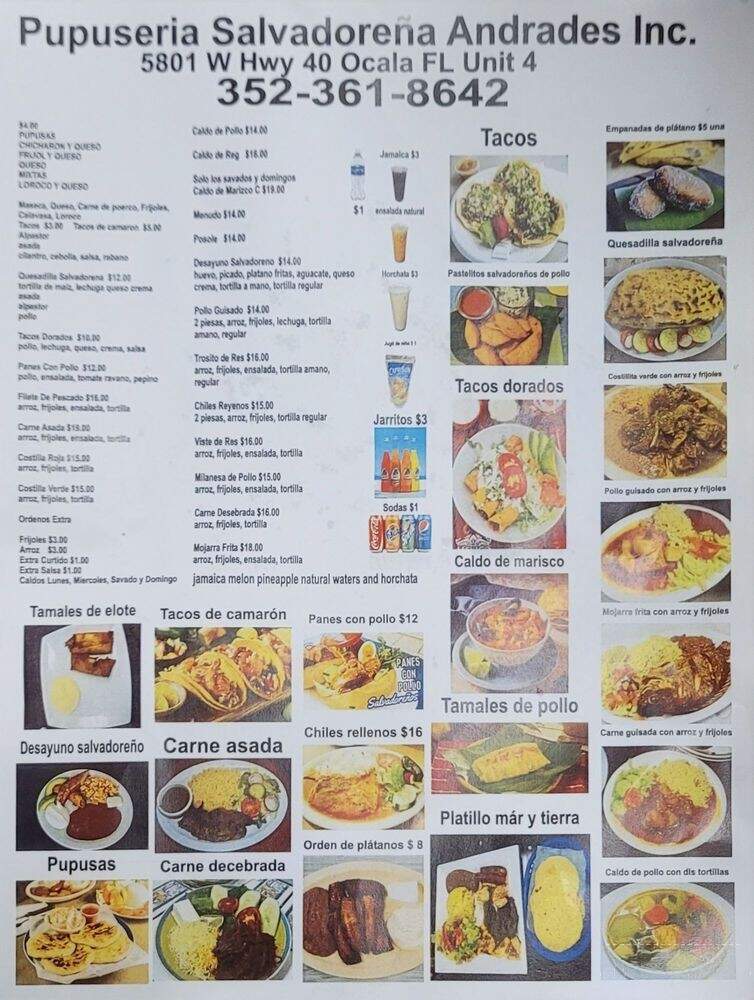 Pupuseria Salvadorena Andrades - Ocala, FL menu_pic