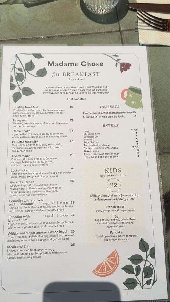 Madame Chose - Quebec City, QC menu_pic