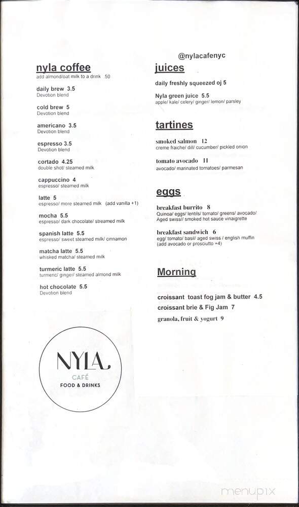 Nyla Cafe - Brooklyn, NY menu_pic