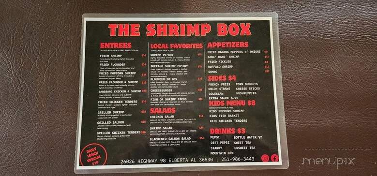 The Shrimp Box - Elberta, AL menu_pic