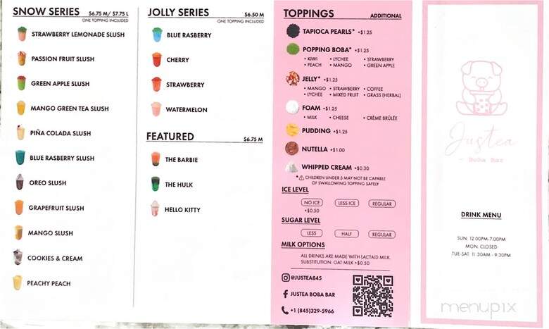 Justea Boba Bar - Newburgh, NY menu_pic