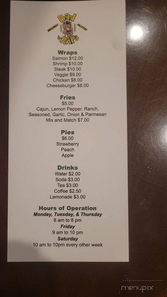 Bad Wraps Incarcerated - Chattanooga, TN menu_pic