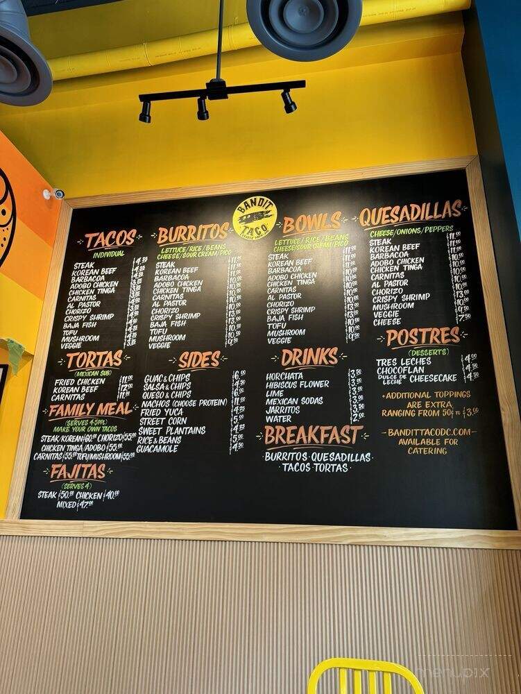 Bandit Taco - College Park, MD menu_pic