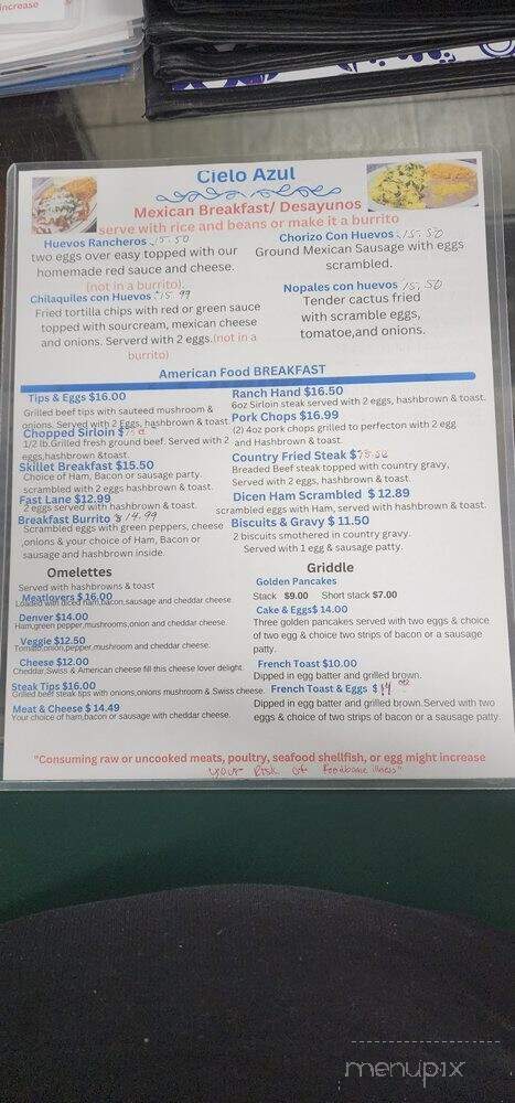 Cielo Azul Mexican Restaurant - Union Gap, WA menu_pic