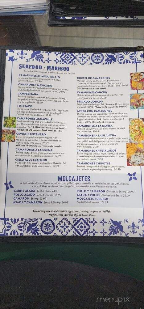 Cielo Azul Mexican Restaurant - Union Gap, WA menu_pic